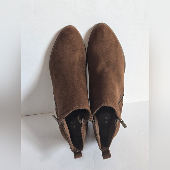Brand Esprit Timber Brown Faux Suede Ankle Boots Women's Size 8.5M Side Zip - Picture 2 of 8